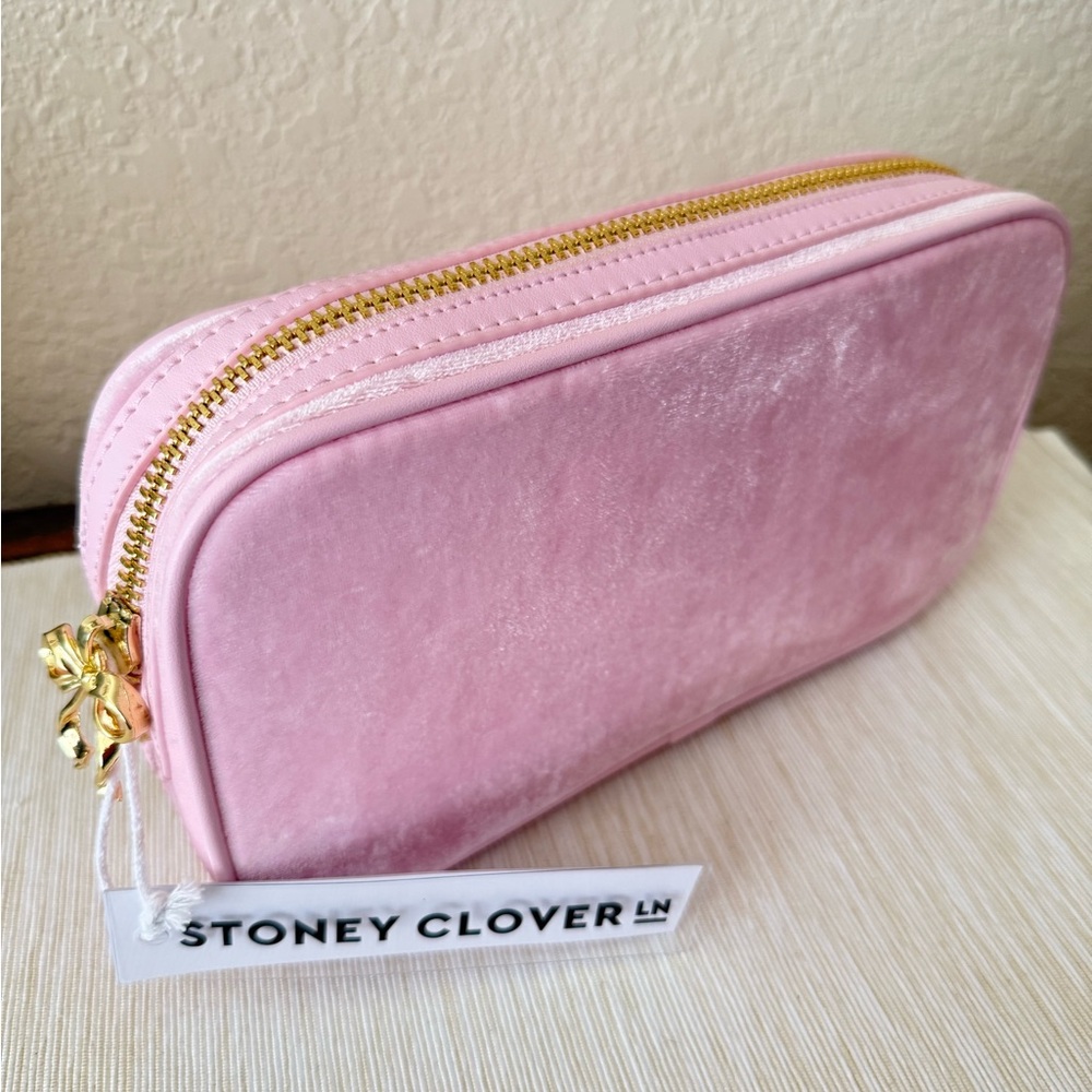 Stoney Clover Lane Blush Velvet Pouch with Gold Zipper